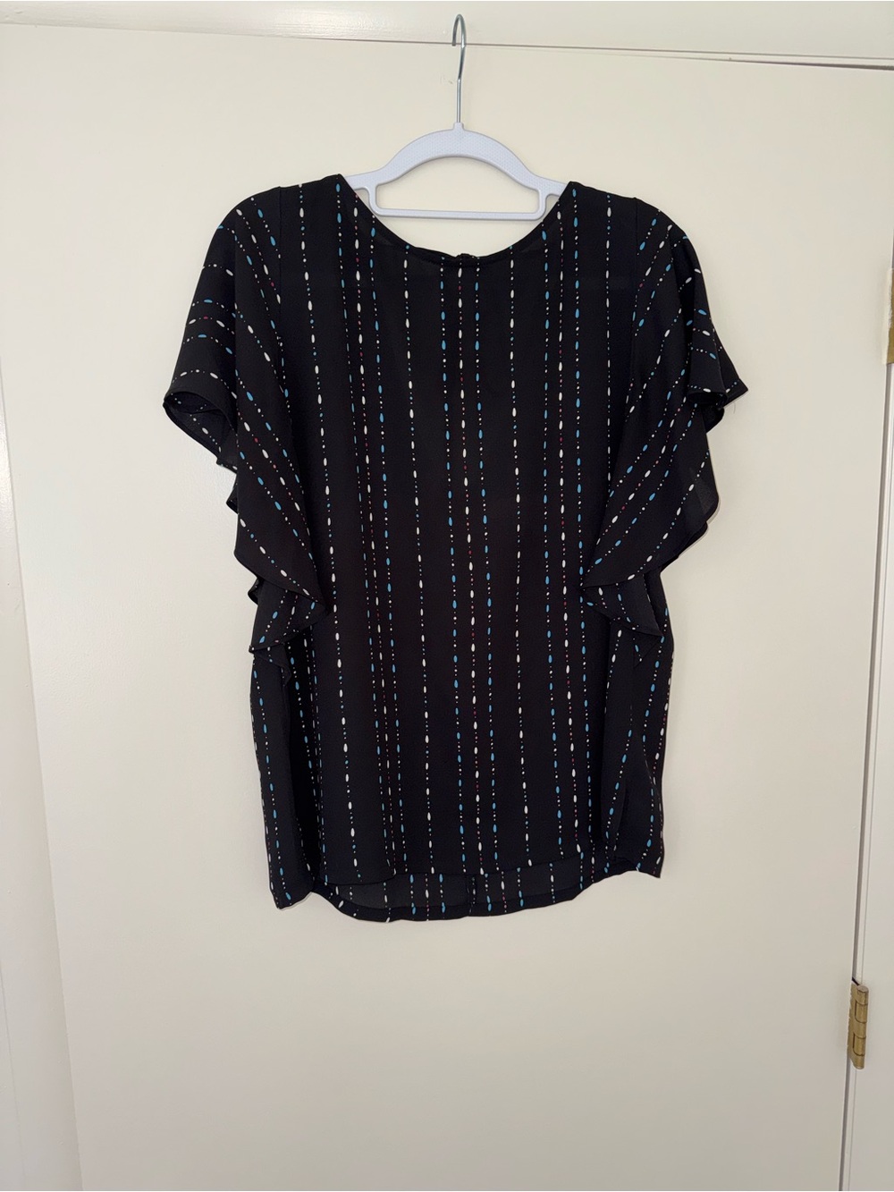 LOFT Ruffled Sleeve Top with V Back